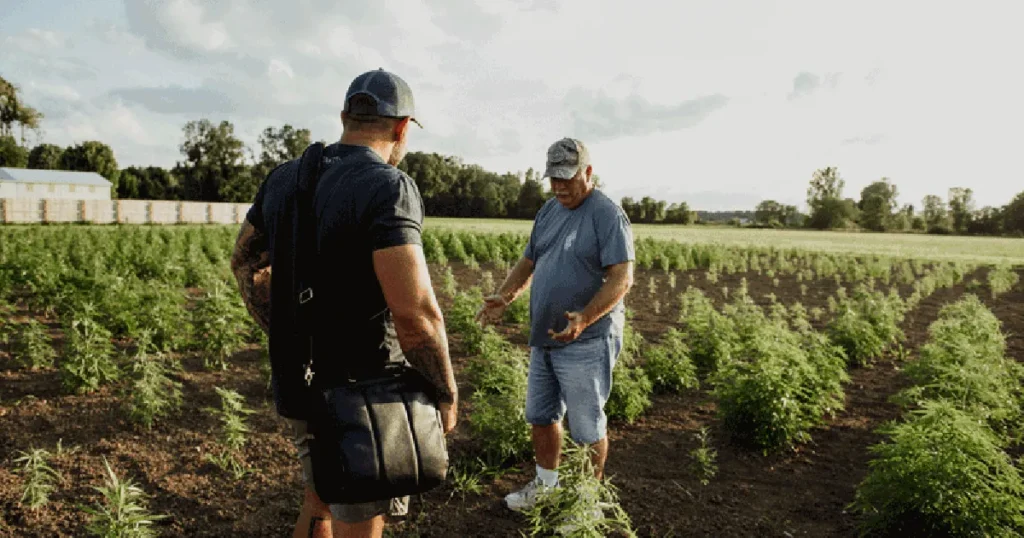 hemp-field Rusty Peterson and Dave Crabill